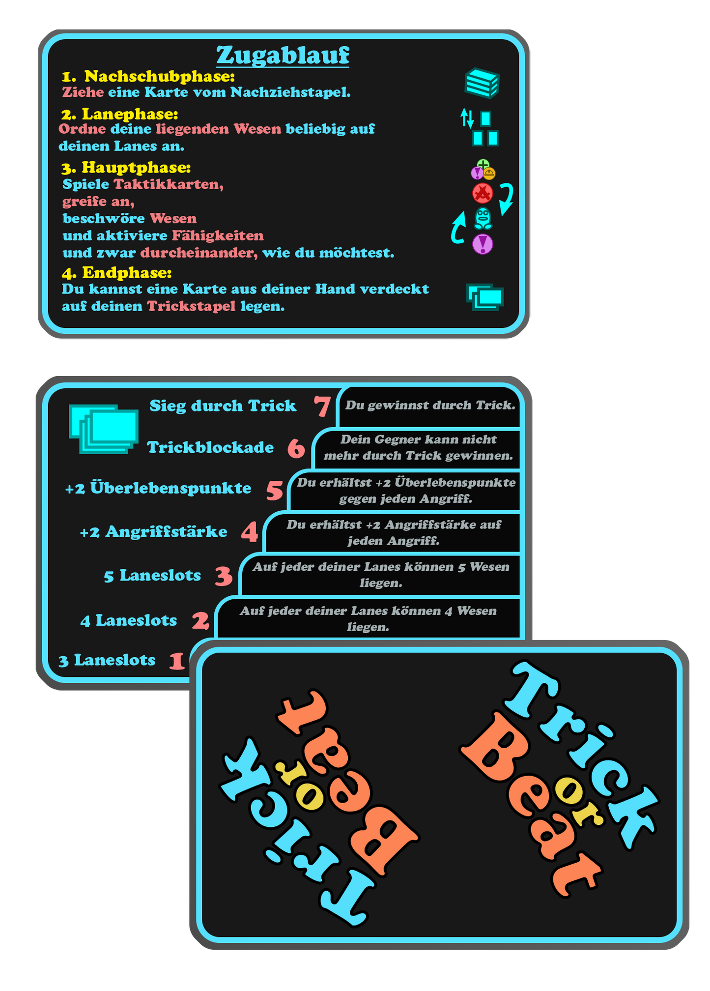Nicht-Spielkarten zum Kartenspiel Trick or Beat